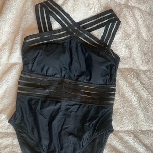 Black mesh one piece